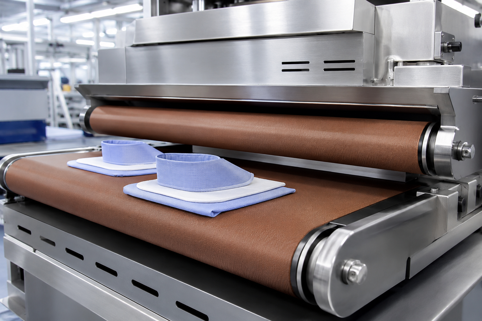 Garment fusing press with PTFE-glass belts